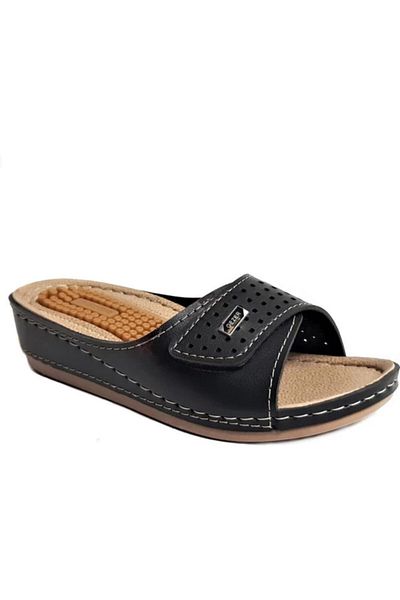 GEZER Women's Black Orthopedic Gel Slippers for Heel Slippers