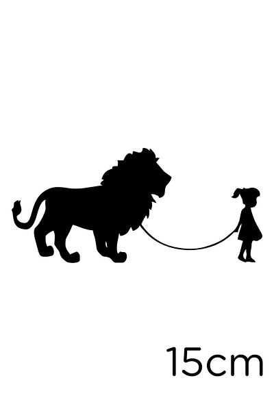 MIGNATIS O copil mic și leu lipire autocolant 15cm - negru