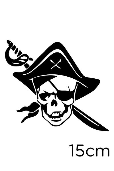 MIGNATIS Pirate Swords Skull Funny Autocolant pentru mașină 15cm - Negru