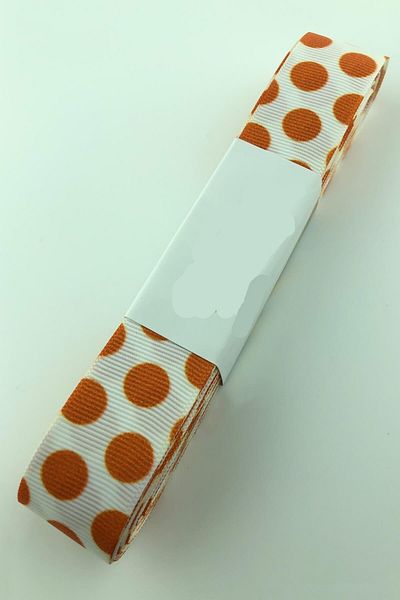 Hobigram شريط Grosgrain برتقالي كبير منقط