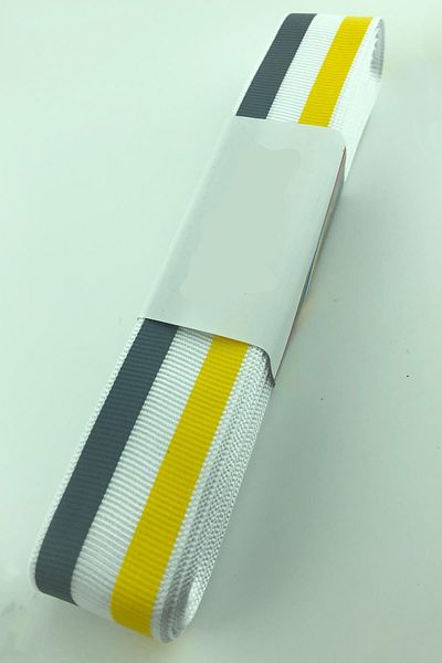 Hobigram Κίτρινη γκρι γραμμή τυπωμένη κορδέλα Grosgrain – Προσαρμοσμένο σχέδιο, αξεσουάρ, ποιοτική παραγωγή, εντυπωσιακό στυλ –