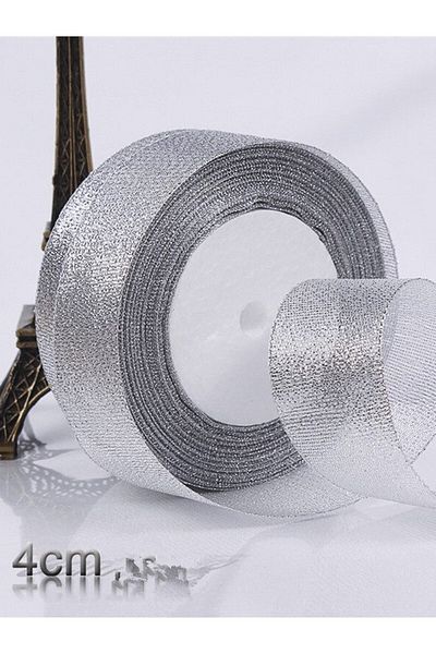 E Elmas Ασημί Glitter Κορδέλα (10μέτρα-4cm)