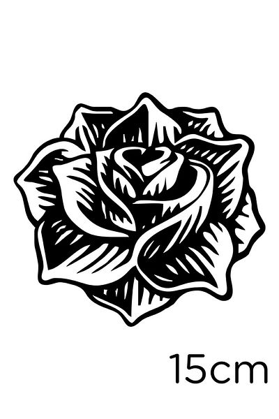 MIGNATIS Spring Opened Rose Grain Sticker Paste 15cm for Vehicle and Wall - Black