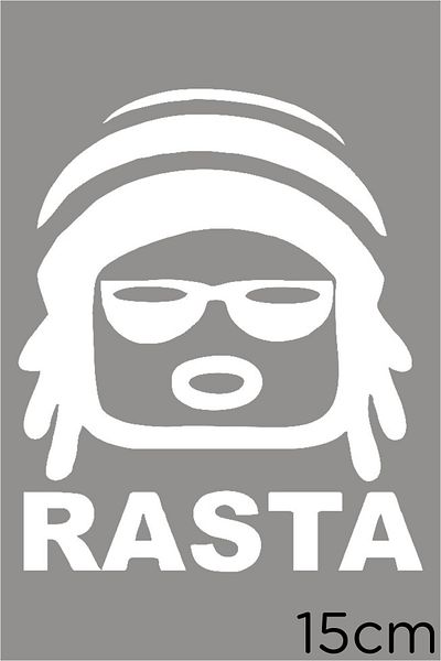 MIGNATIS Autocolant cu caracter Rasta Scris cu ochelari 15cm - Alb