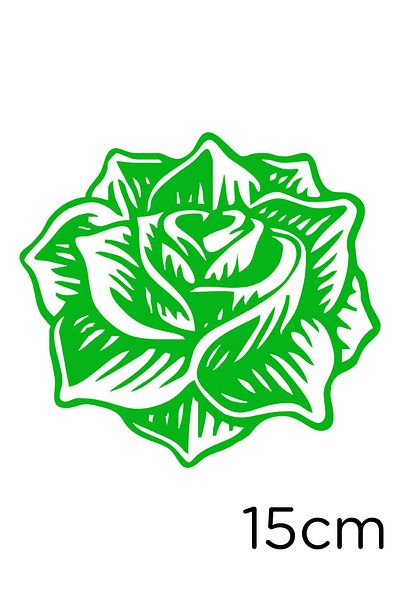 MIGNATIS Spring Opened Rose Grain Sticker Paste 15cm for Vehicle and Wall - Green