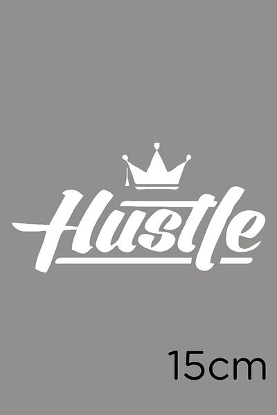 MIGNATIS Hustle Text King Crown Lipire Autocolant pentru Vehicul și Perete 15cm - Alb
