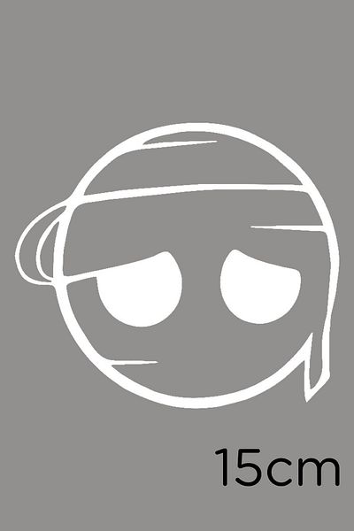 MIGNATIS Autocolant Emoji cu cap trist și cap înclinat 15 cm - alb