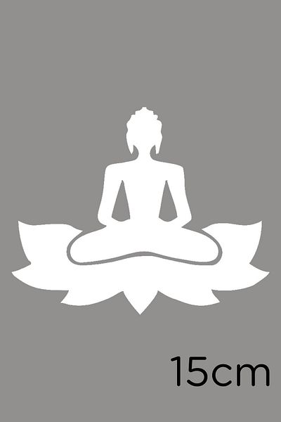 MIGNATIS Autocolant Buddha Femeie care face yoga Zen pe floare 15cm - alb