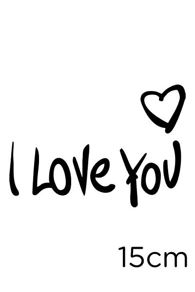 MIGNATIS Autocolant cu text I Love You și semn de inimă în partea de sus dreapta 15 cm - negru