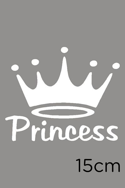MIGNATIS Autocolant Coroana Prințesei Cinci Stele și Scriere Prințesă 15cm - Alb