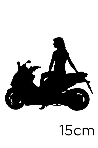 MIGNATIS Autocolant Femeie Așezată Pe Motocicletă pentru Vehicul și Perete 15cm - Negru