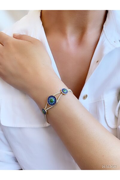 Midyat Gümüş Midyat Hasırı Renkli Tasarım Set 925 Ayar Gümüş