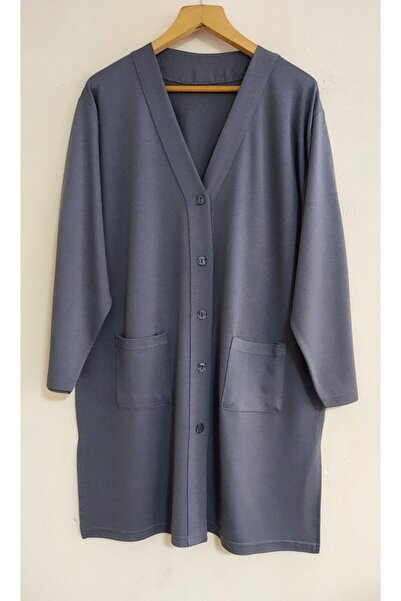 Nacar Anne Uzun Kollu Cepli Penye Tunik Ceket