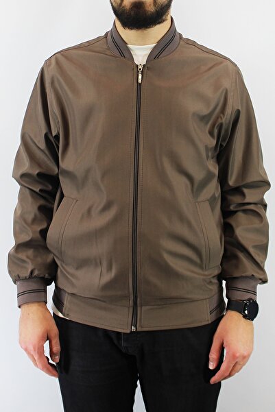 Moda Tint Erkek Kahverengi Yakasız Klasik Bonded Mont