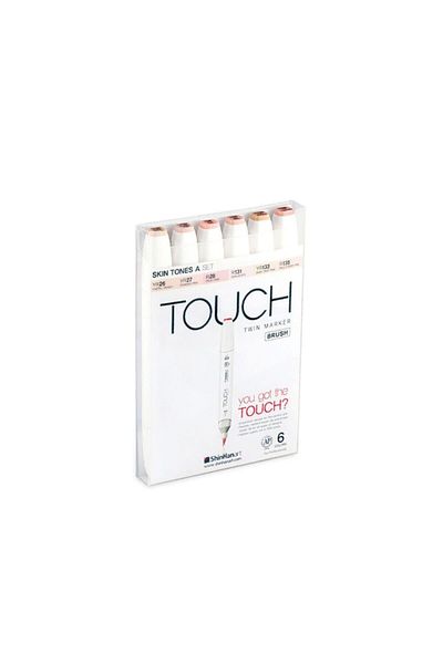 Touch Twin Brush Marker Brush Tip Marker Set 6 Colors Skin Colors A