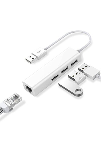 Coverzone Usb 3.0 To Ethernet + 3xusb 3.0 Converter 4 Port Hub Multiplexer Co...