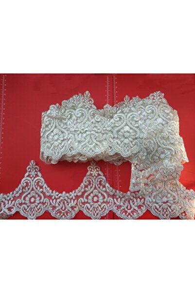 DUAYEN Gümüş Kordineli Fransız Güpür Dantel 1 Metre