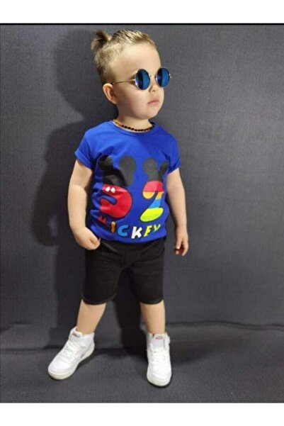 Karınca Boy's Blue Double Set with Mickey Print Detail on the Front and Back ...