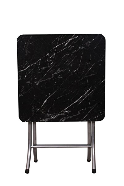ORMANCA Katlanır Kırma Siyah Mermer Desen 60x60 Katlanabilir Masa
