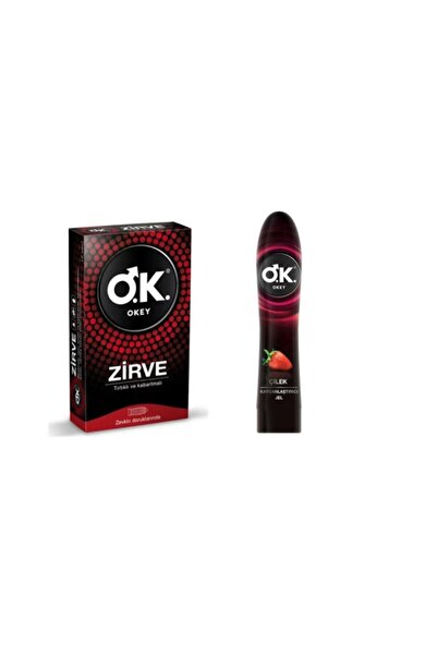 Okey Zirve 10 Lu Prezervatif ve Çilek Kayganlaştırıcı Jel 100 ml