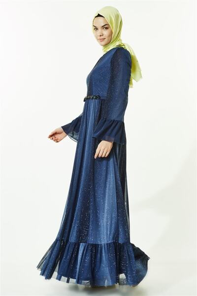 Kayra Kadın Saks Elbise Ka-b8-23035-74