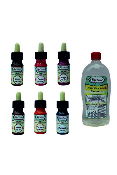 Koza Sanat Hazır Ebru Boyası 6 Renk Ve Konsantre Sıvı Kitre Seti