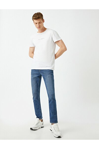 Koton Erkek Mavi Brad Slim Fit Jean Pantolon