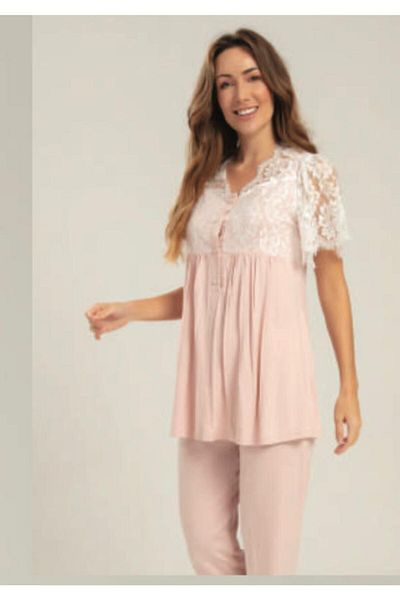 Bone Club Set pijama de maternitate pudra pentru femei 5210