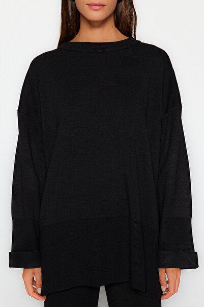 Trendyol Modest Černý pohodlný úpletový set TCTAW24US00114