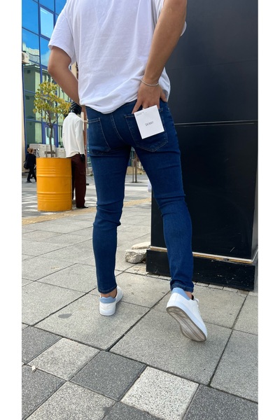 Ser Joven Férfi sötétkék Skinny Fit Lycra Jean nadrág