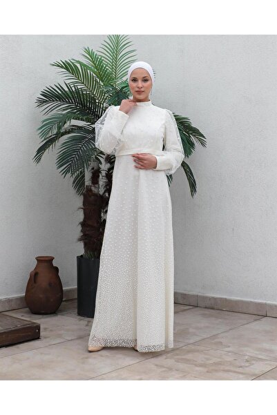 Rota Giyim Rota Simli Puanlı Şifon Elbise