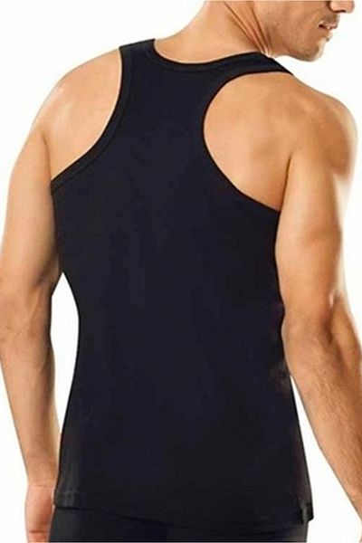 Moodon Tutku Rib 100% Cotton Men's Sports Black Undershirt