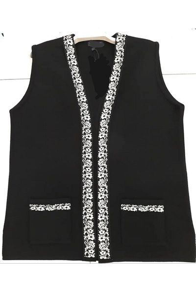 anne moda ankara Wool Blended Vest with Steel Knitted Pockets