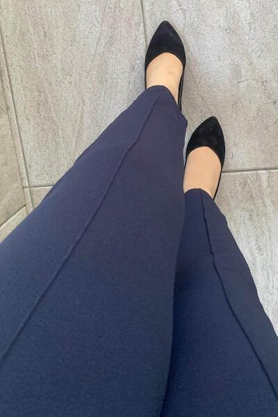 Mia Butik Plus Size Navy Blue Loose Fabric Trousers