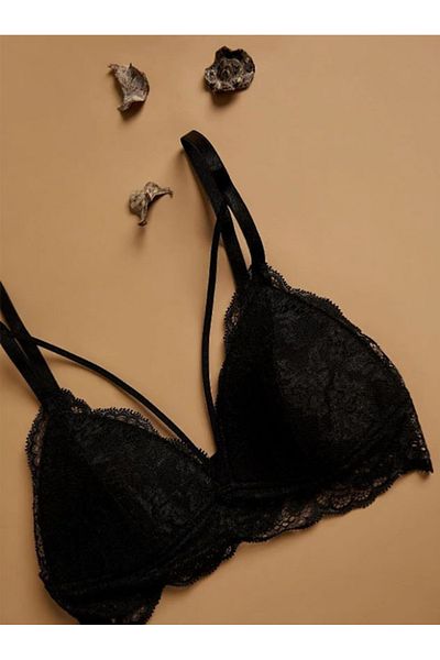 AŞAR MODA TEKSTİL Μαύρο Δαντελένιο Γυναικείο Σουτιέν - Επένδυση, Χωρίς Επιθέματα και Χωρίς Underwire - Love