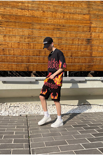 serline Plamenem potištěné šortky