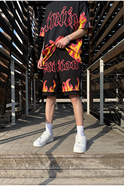 serline Plamenem potištěné šortky