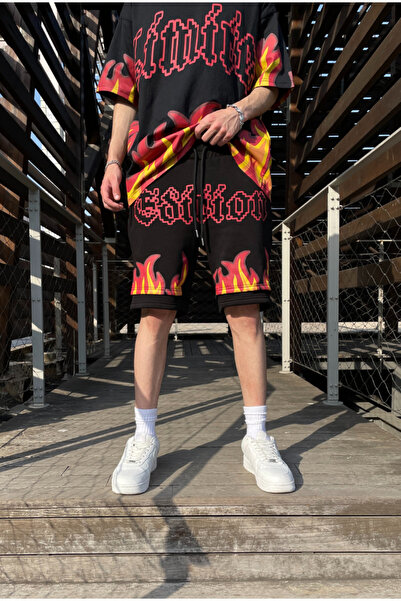 serline Plamenem potištěné šortky