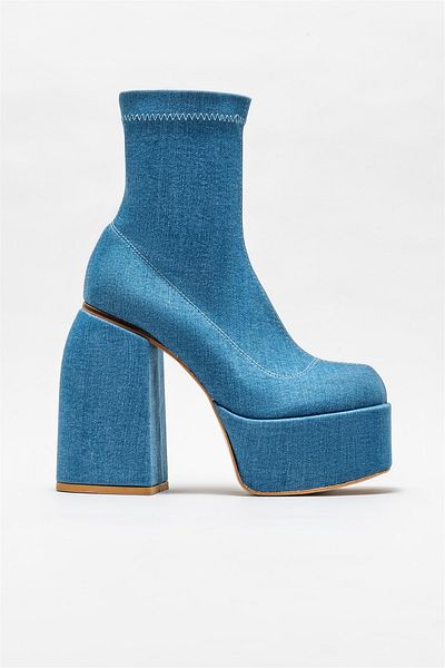 Elle Shoes Women's Blue Heeled Boots