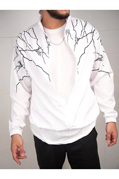 tetramoda Αδιάβροχο και αντιανεμικό με στάμπα Unisex Λευκό σχέδιο