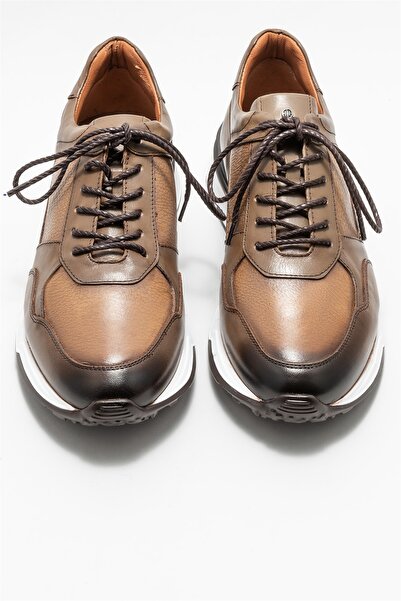 Elle Shoes Bej Deri Erkek Spor Ayakkabı