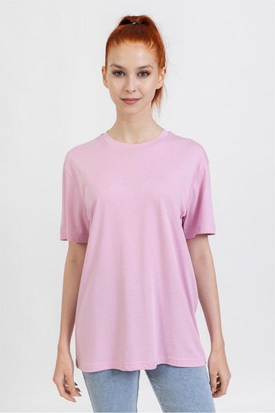 Villager&Son Μπλουζάκι La O Neck Plain Basic με μανίκια Σκούρο ροζ