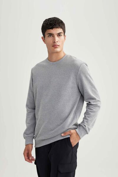 DeFacto Mikina Regular Fit Crew s dlouhým rukávem