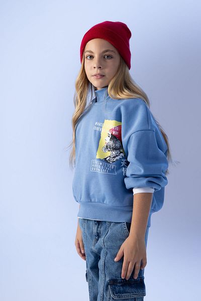 DeFacto Dívčí mikina Oversize s kapucí z měkkého peří A8415A823Au