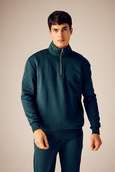 DeFacto Άνετο φούτερ με φερμουάρ γιακά Comfort Regular Fit X7405az23au