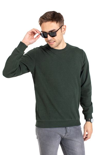 Mutlu City Ανδρικό φούτερ Classic Regular Fit Cotton Thessaloniki με στρογγυλή λαιμόκοψη 1111-χακί πράσινο