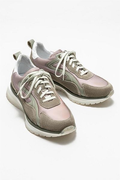 Elle Shoes Green Leather Men's Sports Shoes