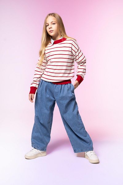 DeFacto Girl's Wide Leg Wide Leg Jean Trousers B3155a823au