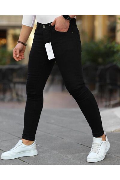DOPPİO'N DENİM Blugi negri slim din lycra pentru bărbați