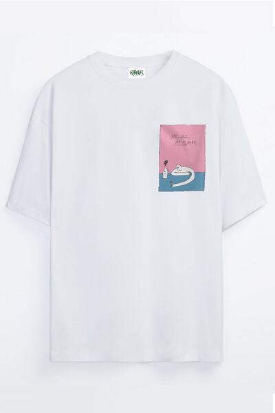 Grove Fashion You Are My Flower Drawing Printed Unisex Oversize T-shirt